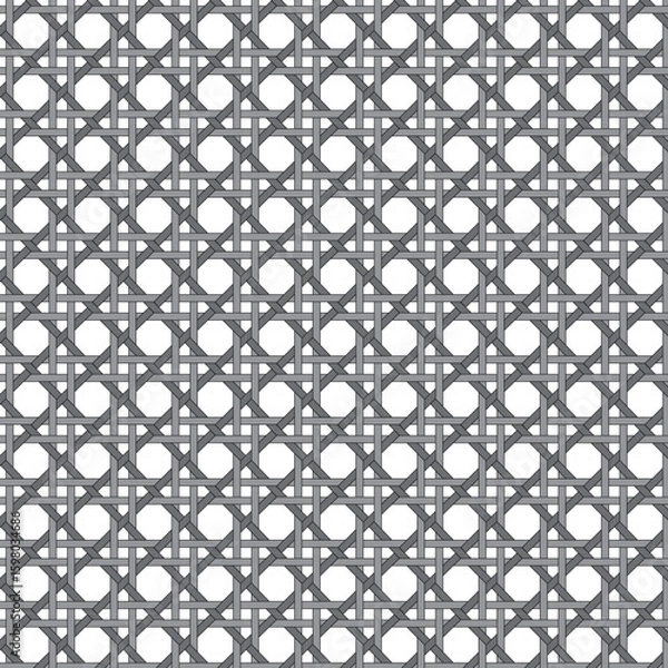 Fototapeta gray basketweave lattice pattern with black outline on white background