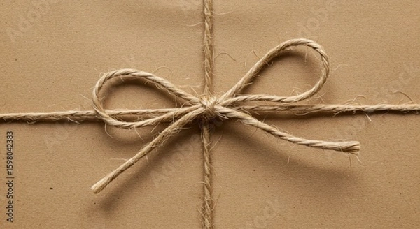 Fototapeta Elegant Kraft Paper Package Tied with Rustic Twine Bow for Special Occasions