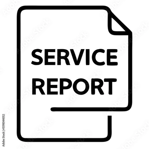 Obraz Illustration of a service report document with a folded corner and bold text indicating the document type is service report