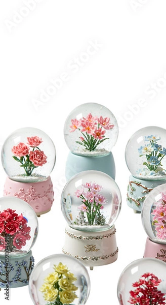Obraz Assorted Colorful Flower Snow Globes Isolated Photo