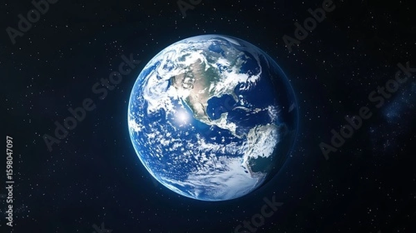 Fototapeta Earth View From Space Showing North America with Starry Background