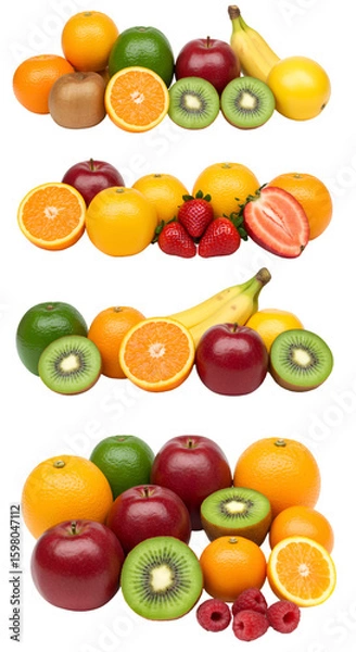 Obraz Assortment of Fresh Fruits Isolated on Transparent Background