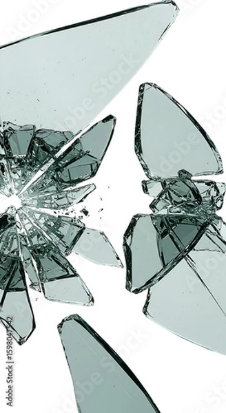 Obraz Abstract 3D Shattered Glass Fragments on Black Background