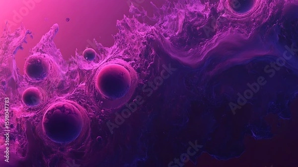 Fototapeta Abstract Purple Spheres Floating in Dreamy Cloud-like Formation for Modern Design