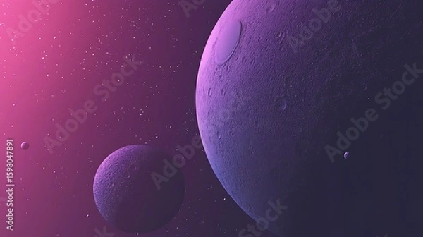 Fototapeta Exploring Purple Space Planets and Stars in a Dramatic Cosmic Setting