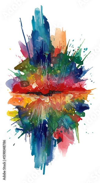 Fototapeta Abstract Illustration Colorful Lips With Paint Splash