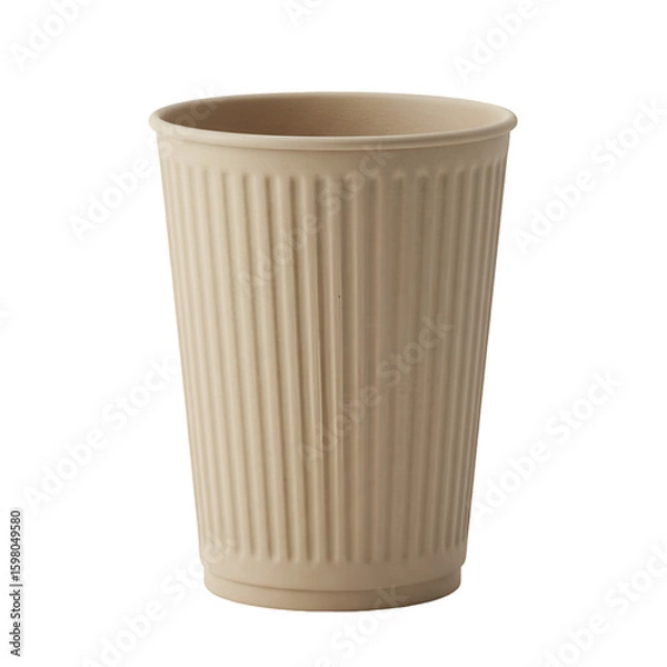 Obraz Beige Ribbed Disposable Paper Cup Isolated on White Background