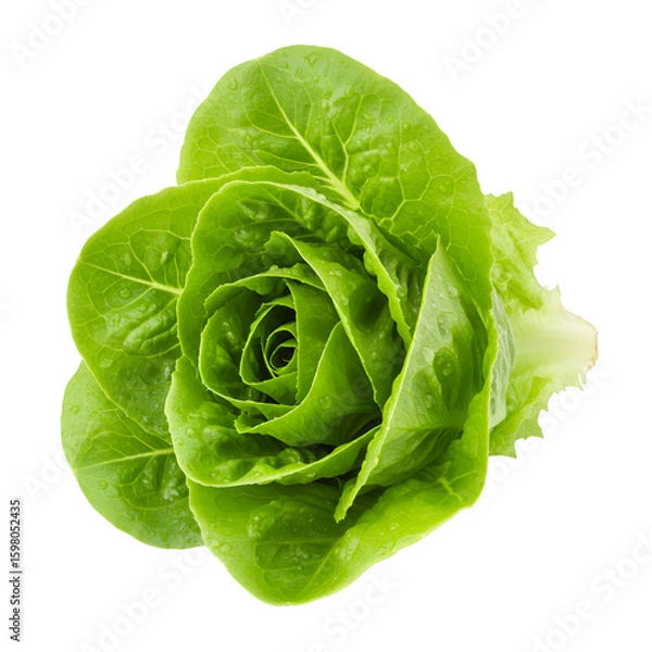 Obraz Close-Up of Fresh Green Lettuce Resembling a Rose on Black Background