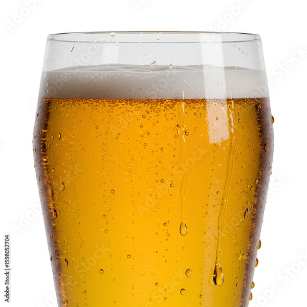 Obraz Closeup of Cold Beer Glass with Foam