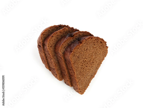 Fototapeta Slices of rye bread isolated on white, top view