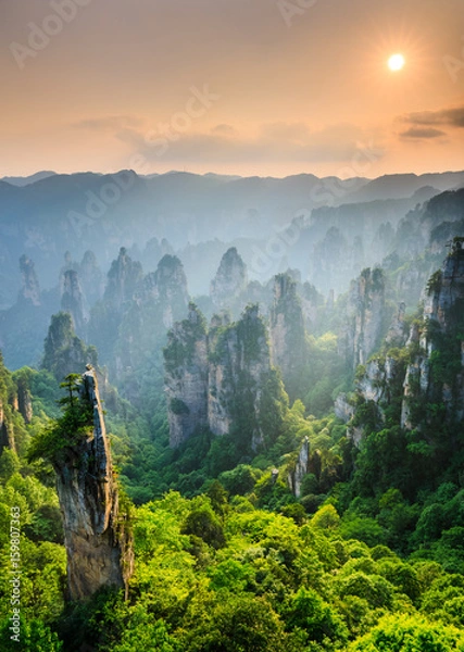 Fototapeta  Zhangjiajie National forest park at sunset, Wulingyuan, Hunan, China