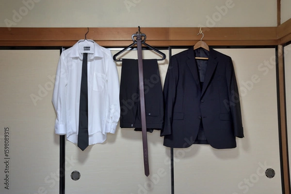 Obraz 壁に吊るされた、明日着る喪服