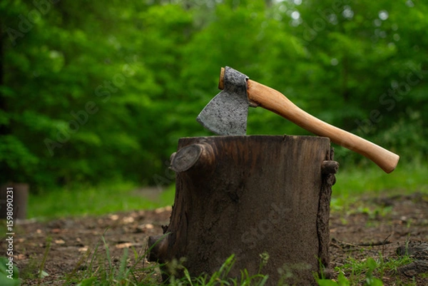 Fototapeta Large carpenter's axe - close-up.