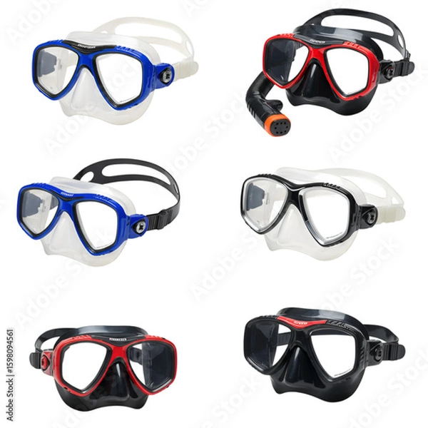 Fototapeta Illustration Set of Diving Masks in Various Colors