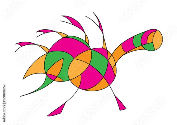 Fototapeta Abstract art "Strange bird in bright colors"