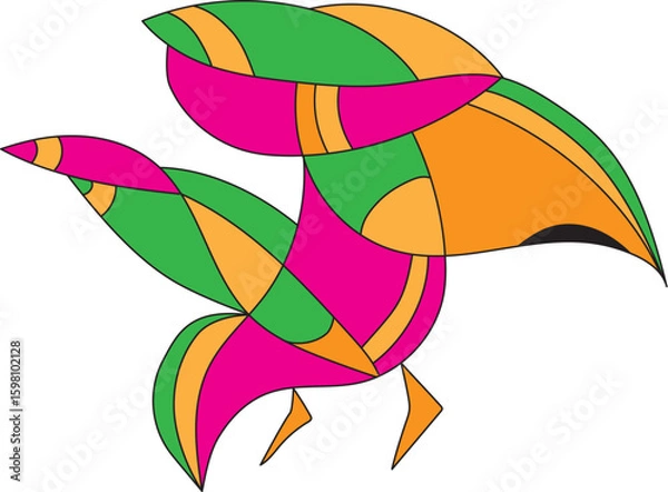 Fototapeta Abstract art "Strange bird in bright colors"