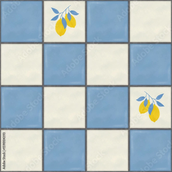 Fototapeta Seamless Pattern Ceramic Tile Mediterranean Minimalism realistic kitchen backsplash background