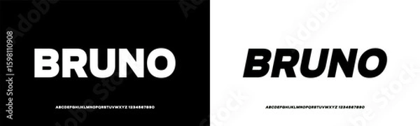 Obraz Sport Modern Regular Italic Alphabet Font and Number . Typography urban style fonts for technology, digital, movie logo design. vector illustration