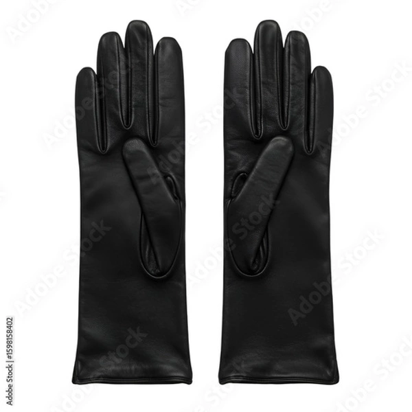 Fototapeta Isolated Photo Black Leather Gloves on Transparent Background