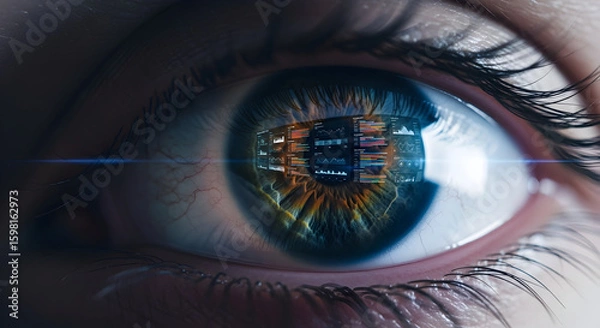 Fototapeta Data Driven Future Displayed Within The Human Eye Reflecting Advanced Analytics