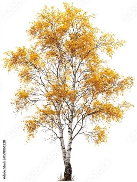 Obraz Autumn birch tree with vibrant yellow leaves