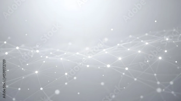 Fototapeta Abstract network connecting dots on a gray background for modern technology concept