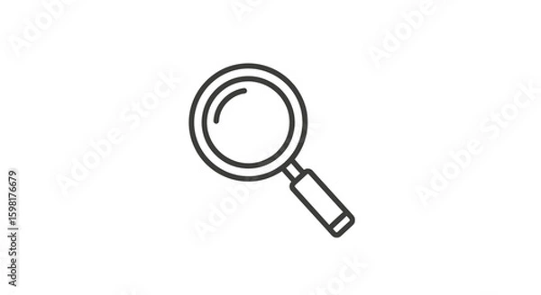 Fototapeta Simple line drawing of a magnifying glass, search, investigation, discovery.