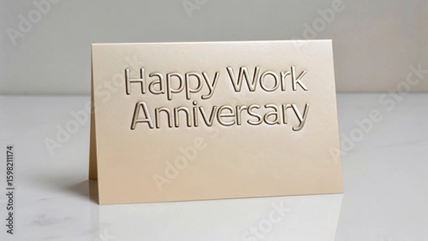 Obraz Happy Work Anniversary and thank you. Happy Work Anniversary card on a smooth surface, celebrating milestones in the workplace.