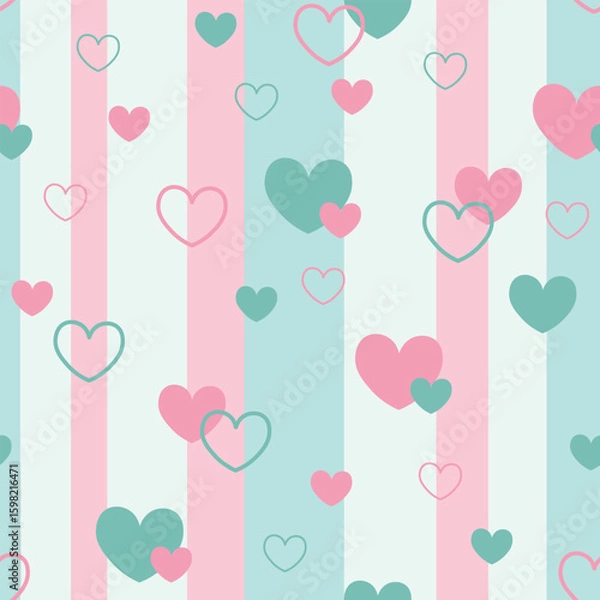 Obraz Hearts seamless vector pattern in hand drawn style