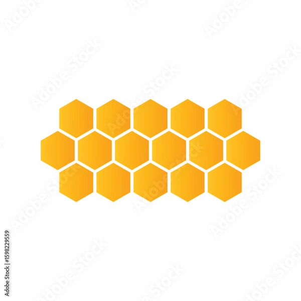 Obraz Abstract pattern seamless yellow hexagon honeycombs on a white background. Honey comb background pattern symbol vector design