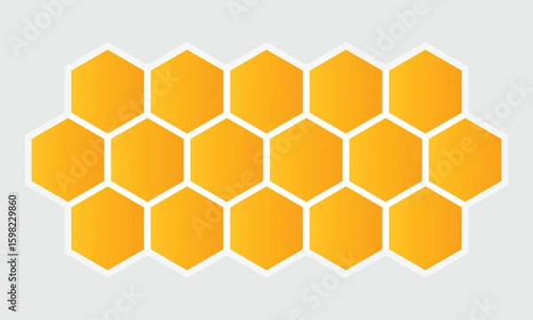 Obraz Abstract pattern seamless yellow hexagon honeycombs on a white background. Honey comb background pattern symbol vector design