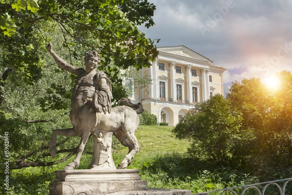 Obraz Bridge of the Centaurs and Pavlovsk Palace, 18 century,  in Pavlovsk park, St. Petersburg, Russia