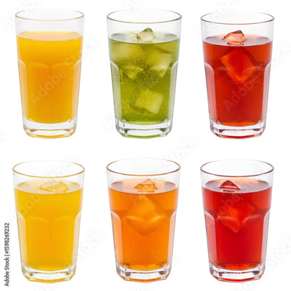 Fototapeta Set of Six Colorful Drinks Isolated on Transparent Background