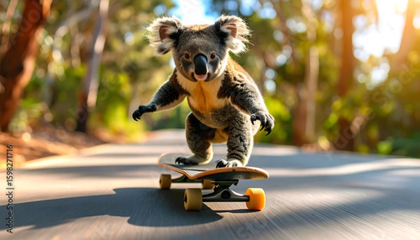 Obraz Active Koala on a Skateboard