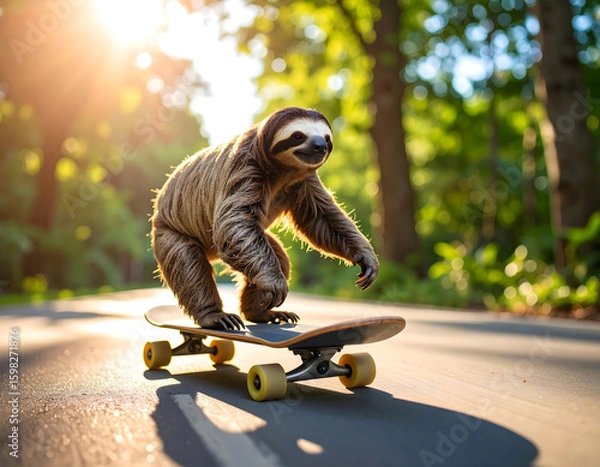 Obraz Sloth on a skateboard
