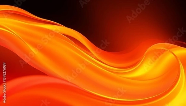 Fototapeta Abstract vector illustration of flowing silk waves in vibrant orange hues,  swirl,  smooth
