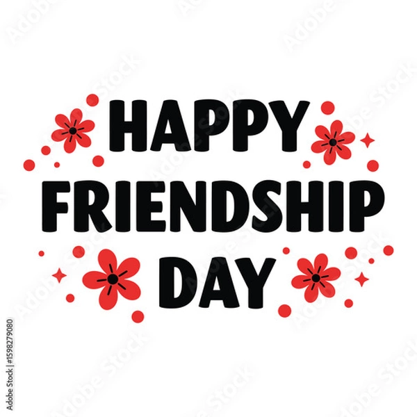 Fototapeta Celebrate friendship day with this festive text design featuring bold letters colorful polka dots or flower 