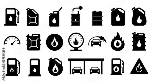 Obraz fuel , tank, black, vector ,icon set