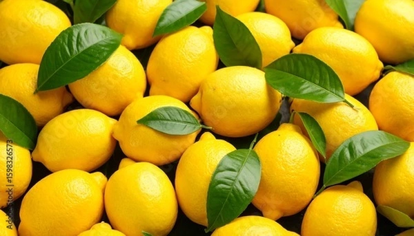 Obraz Fresh lemons with leaves
