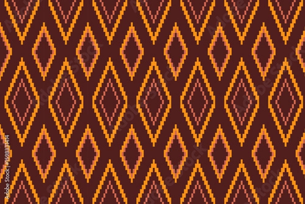 Obraz A seamless pixel art pattern inspired by traditional ethnic textiles. Featuring geometric motifs and intricate symmetrical designs, perfect for fashion, fabric prints, digital backgrounds, and decorat