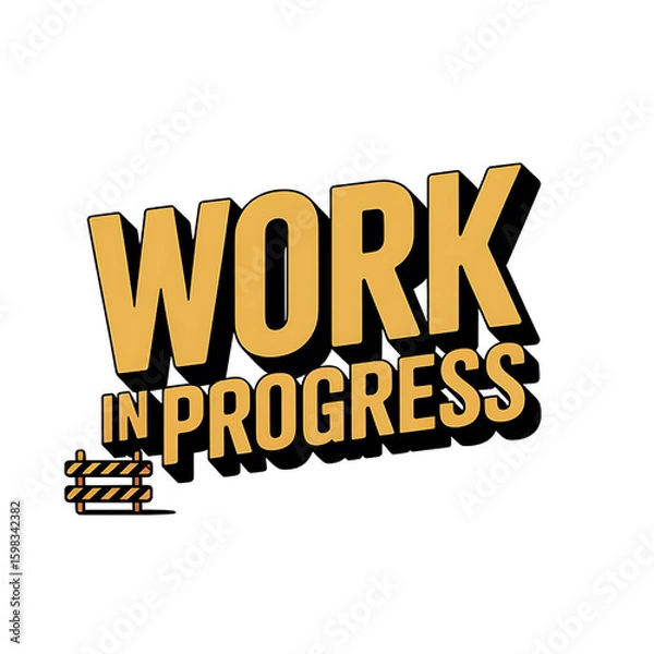 Fototapeta Bold "Work in Progress" Graphic with Construction Barrier