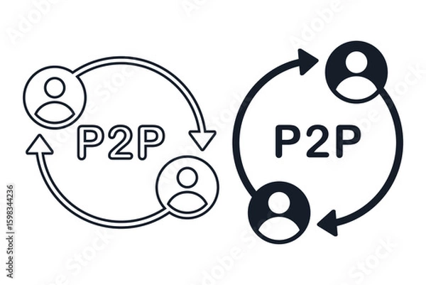 Fototapeta p2p, peer-to-peer icon. Illustration vector
