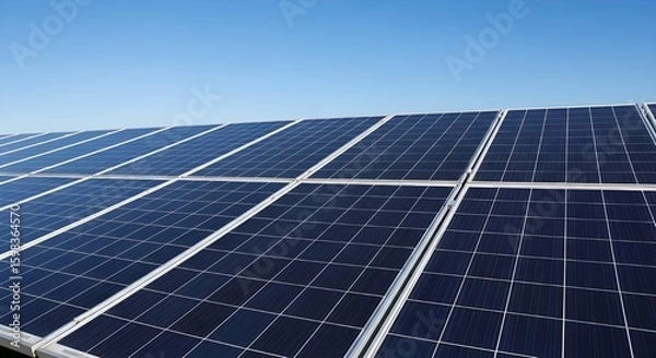 Fototapeta Solar panels array against a blue sky