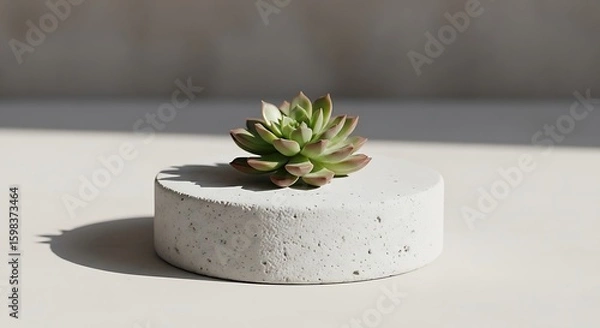 Fototapeta Minimalist Succulent Display on Textured Concrete Base