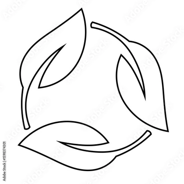 Fototapeta Outline recycle leaf symbol