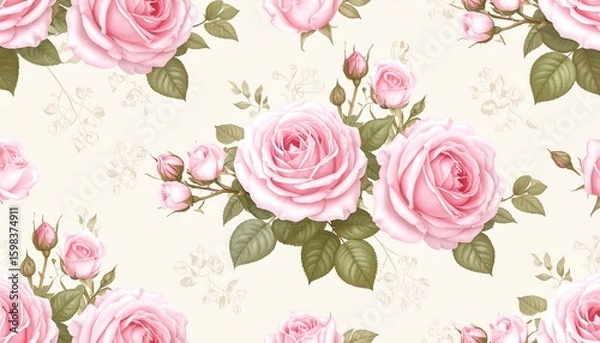 Obraz Floral seamless pattern with pink roses