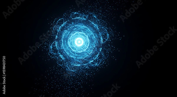 Obraz Electrifying Energy Sphere: Captivating illustration of a brilliant energy sphere pulsing with vibrant light against a dark backdrop.