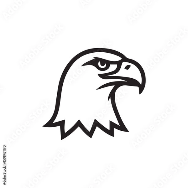 Obraz Minimal Eagle Icon – Black and White Line Art Bird Head Illustration