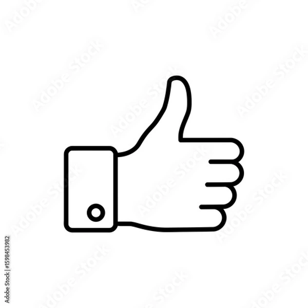 Fototapeta Black Line Icon of Thumbs Up Gesture for Approval
