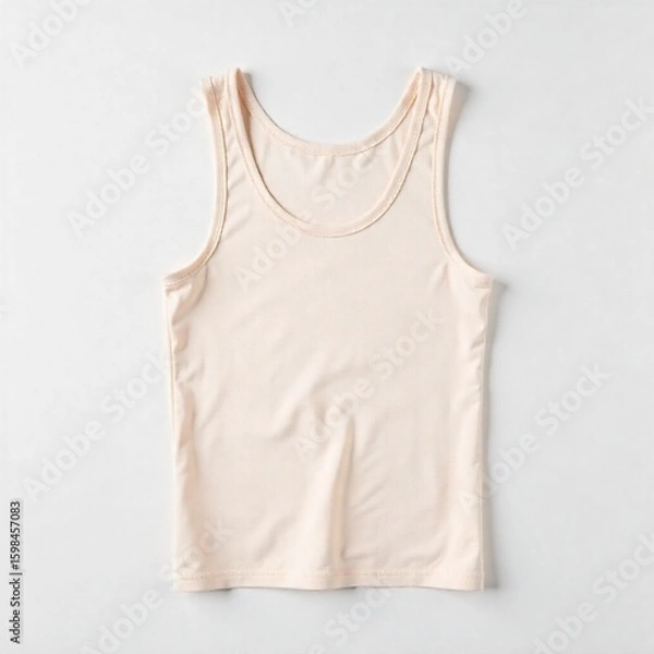 Fototapeta Realistic flat-lay tank top on white background, showing sleeveless design and visible fabric texture.